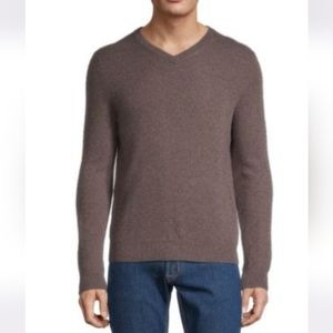 Saks Fifth Avenue Brown V-Neck Sweater
